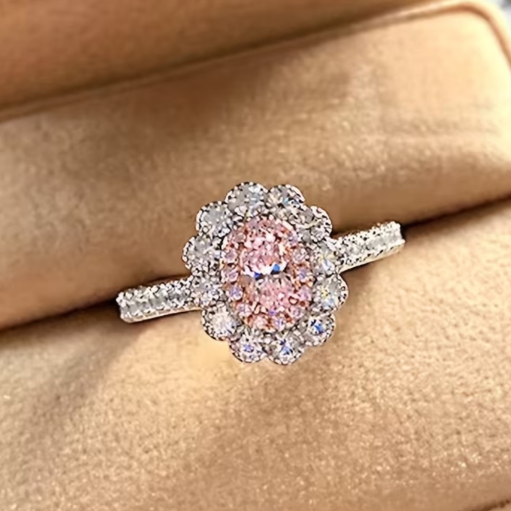 🆕 Beautiful Pink Moissanite Gemstone and Silver Engagement Band Ring - SIZE 7 - Picture 6 of 17